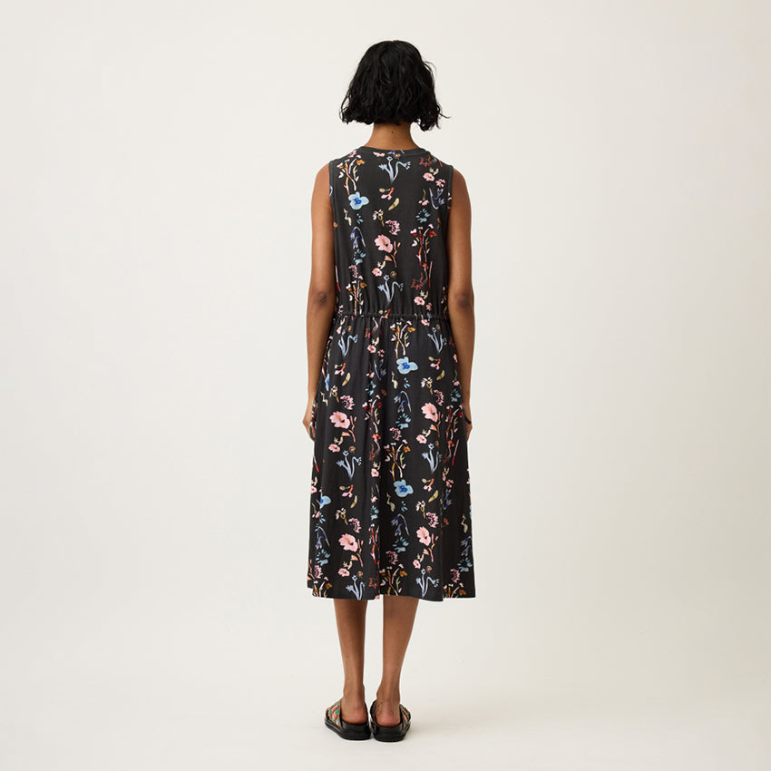 Lidia Tie Dress | Watercolour Charcoal