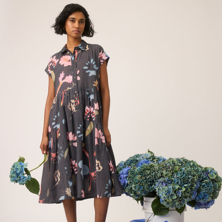 Maja Dress | Watercolour Charcoal