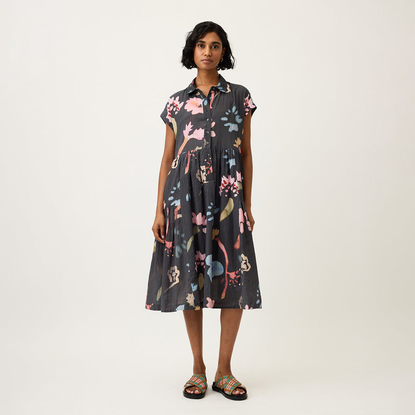 Maja Dress | Watercolour Charcoal