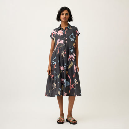 Maja Dress | Watercolour Charcoal