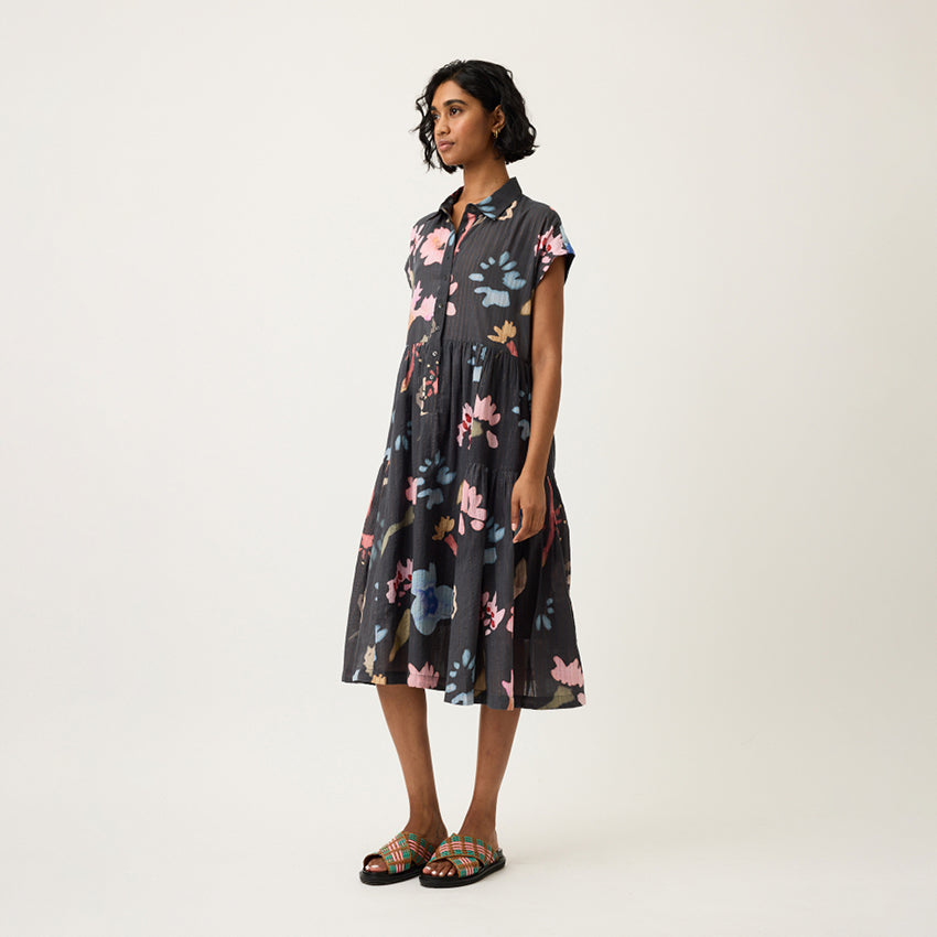 Maja Dress | Watercolour Charcoal