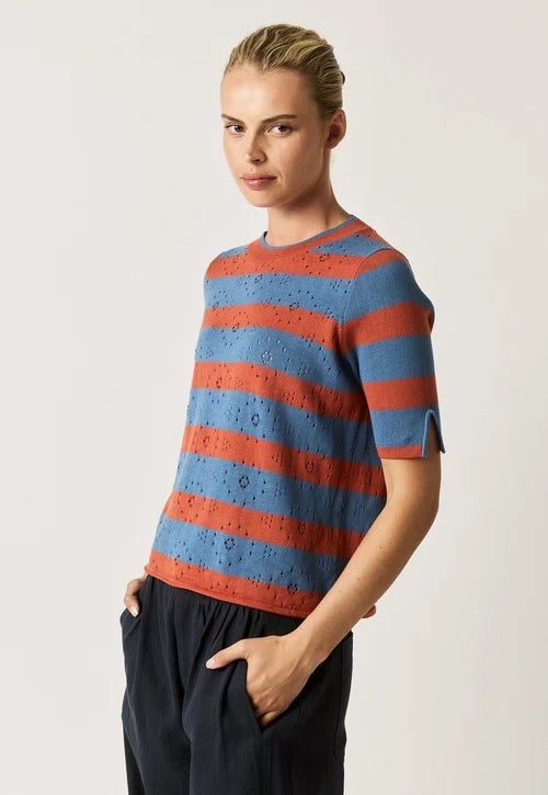 Rana Knit Tee | Terracotta Stripe