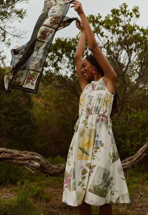 Silk Scarf | Charcoal Archive Floral