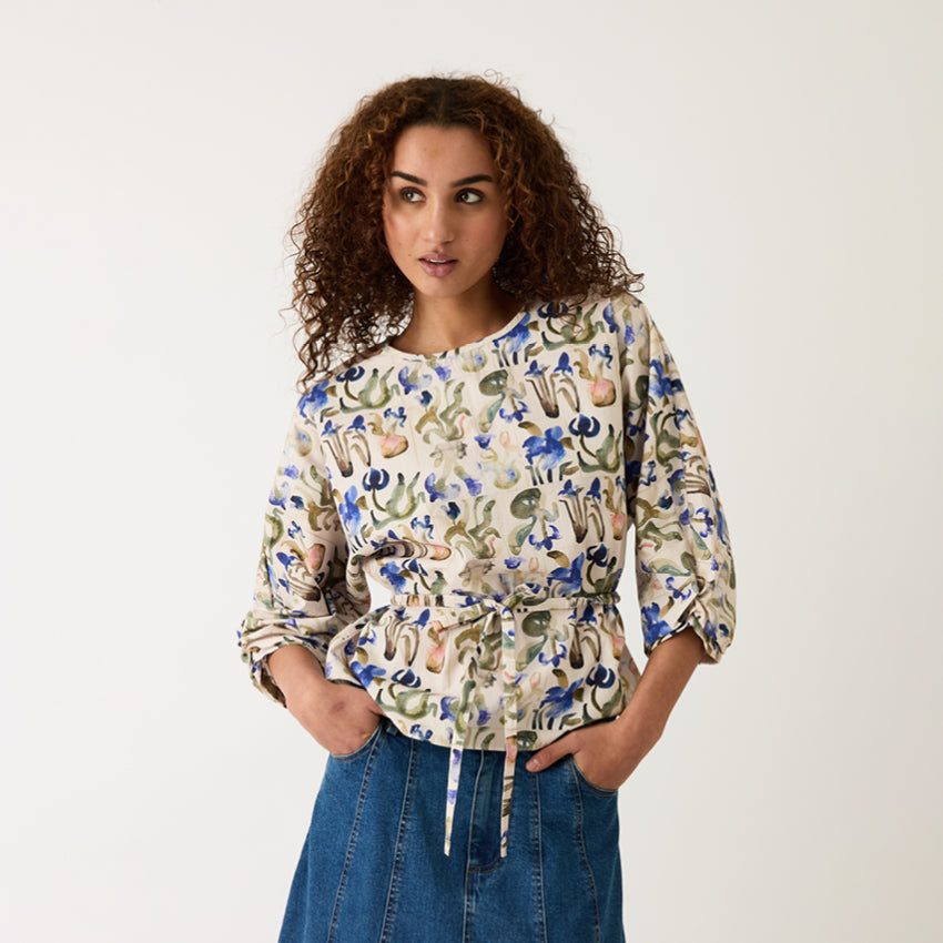 Zephyr Blouse | Blue Watercolour