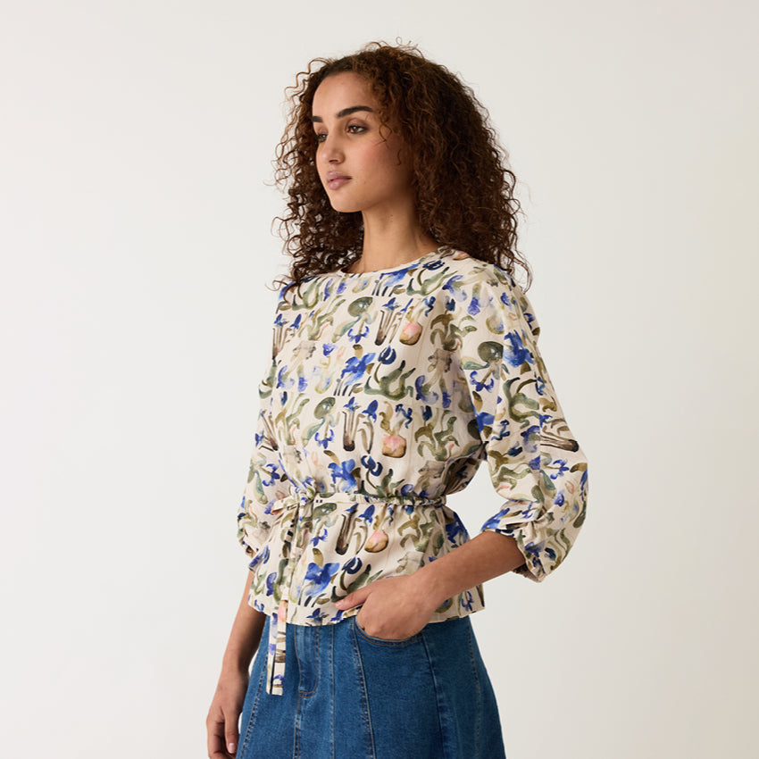 Zephyr Blouse | Blue Watercolour