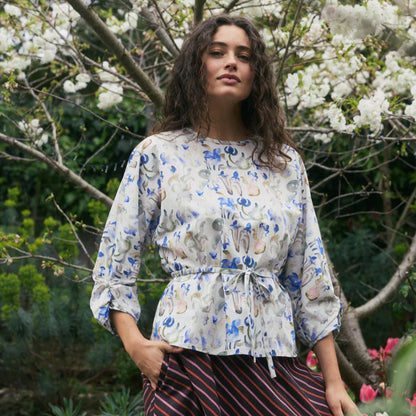 Zephyr Blouse | Blue Watercolour