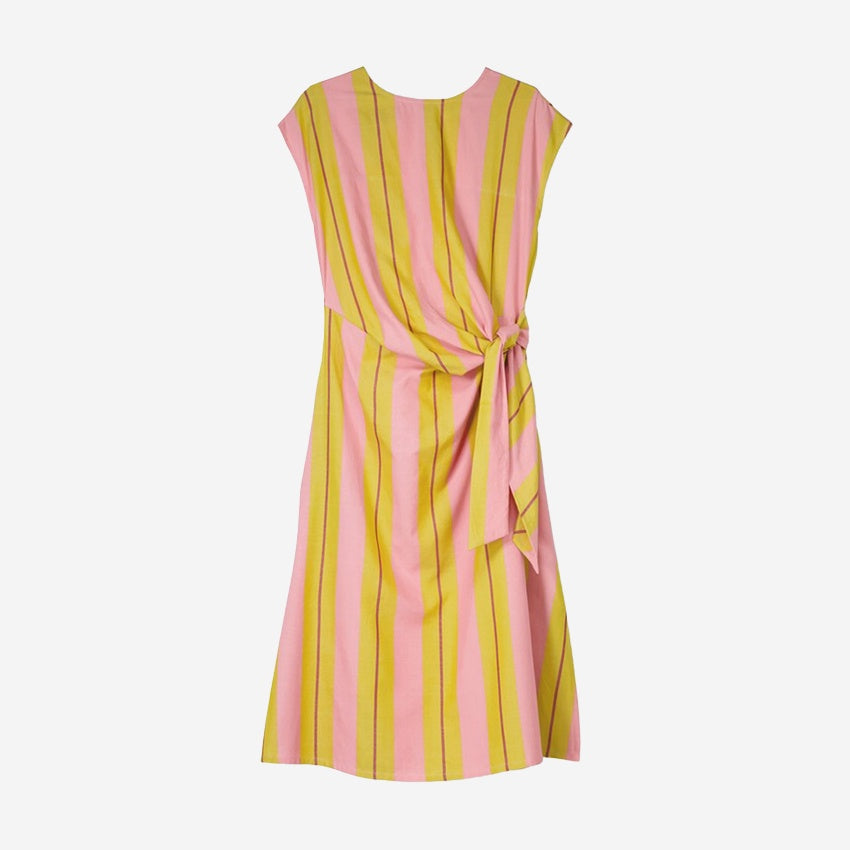 The Nancybird Cacey Dress in Dusk Stripe on a blank background