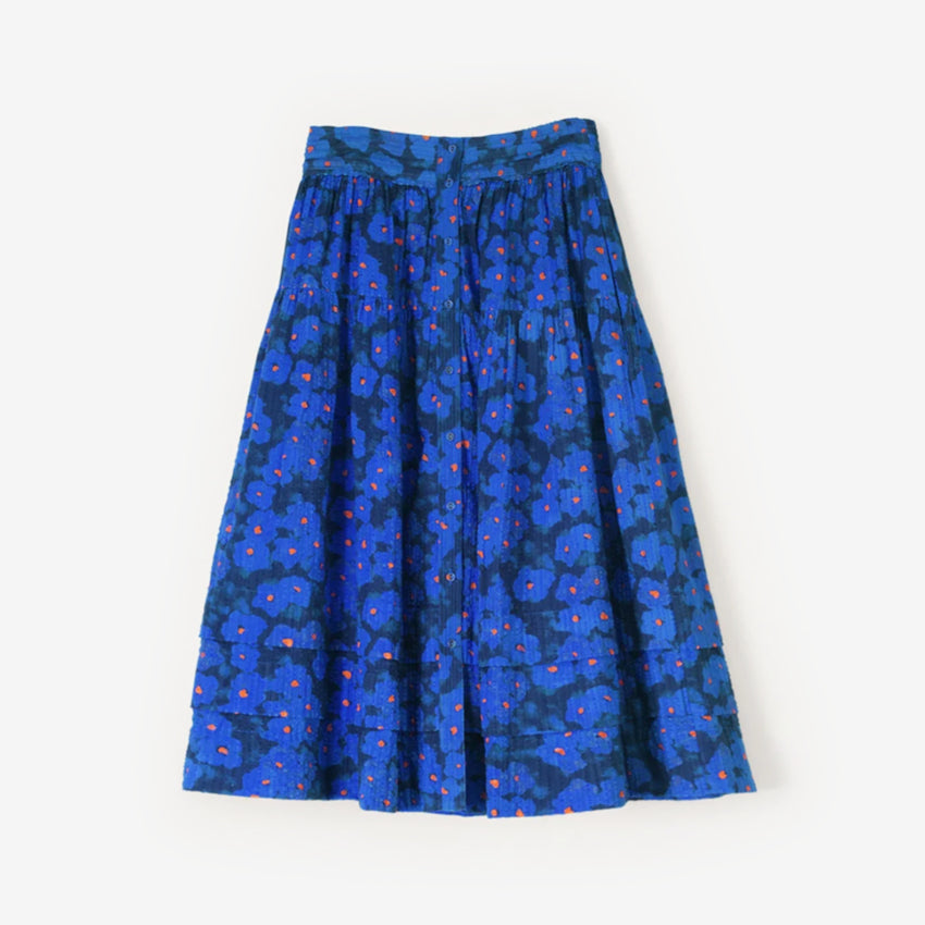 The Nancybird Coco Pintuck Skirt in Midnight Floral on a blank background