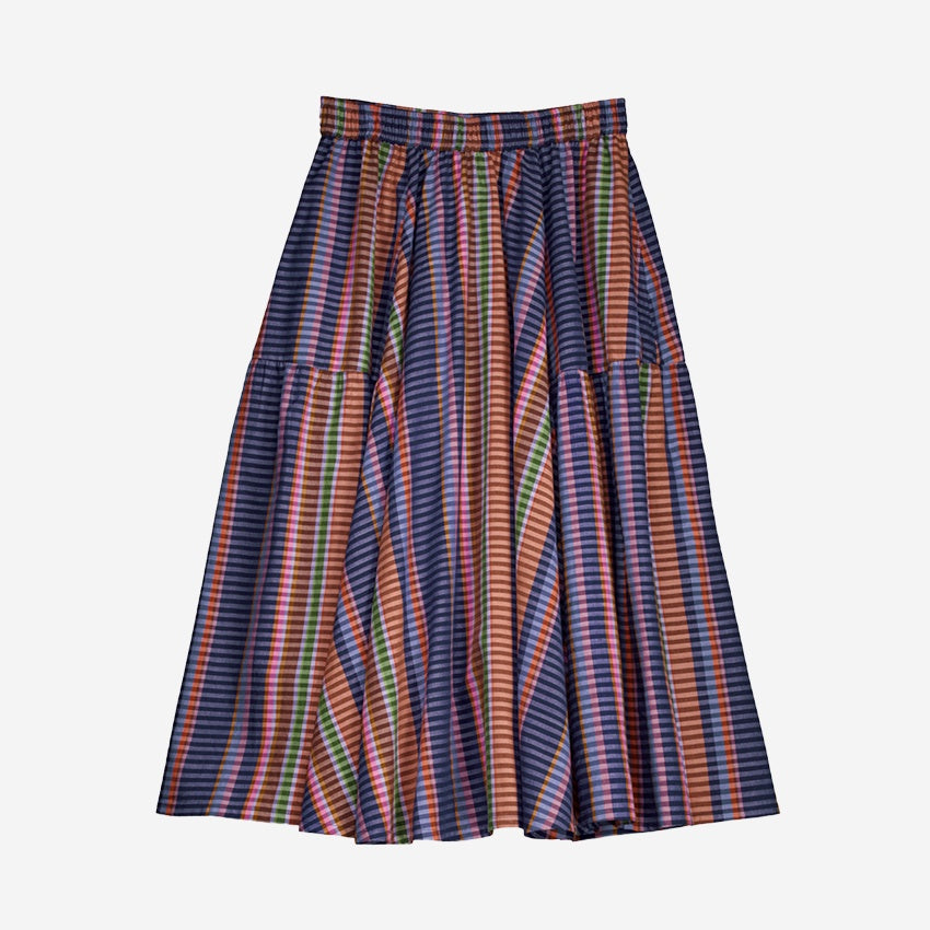 The Nancybird Eula Skirt in Line Check on a blank background