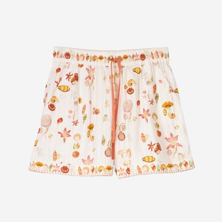 The Nancybird Iris Shorts in Cream Shell on a blank background