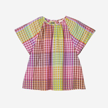 The Nancybird Micci Top in Sunrise Check on a blank background