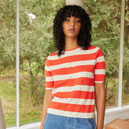 Rana Knit Tee | Red Stripe