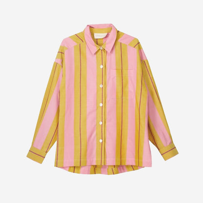 The Nancybird Sabine Shirt in Dusk Stripe on a blank background