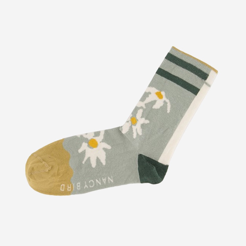 The Nancybird Flannel Flower Socks in a blank background