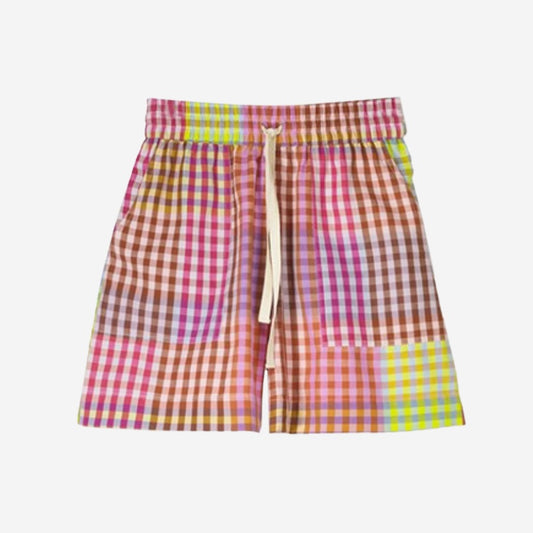 The Nancybird Zana Shorts in Sunrise Check on a blank background