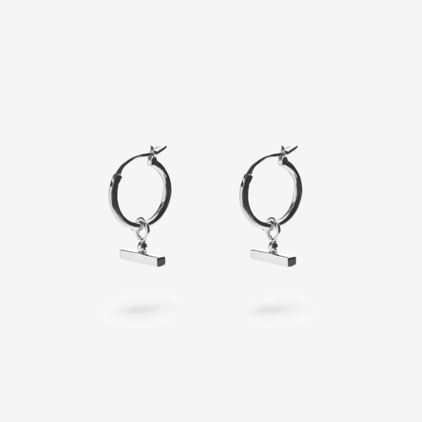 Nina Gordon Chloe Sleeper Hoops in Silver on a blank background