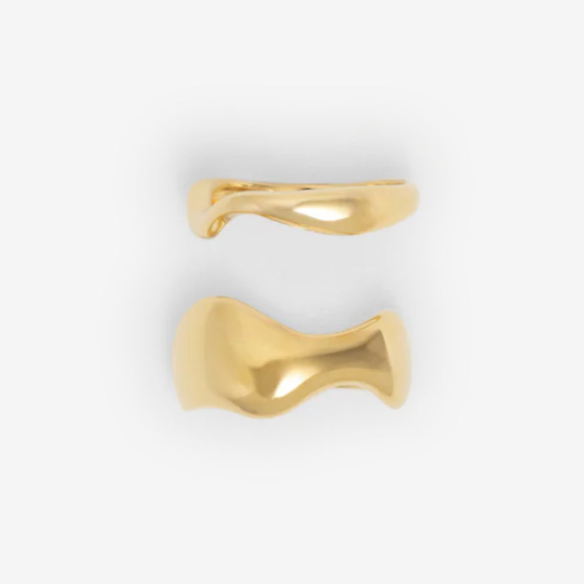 The Nina Gordon Jean Ring Set in Gold on a blank background