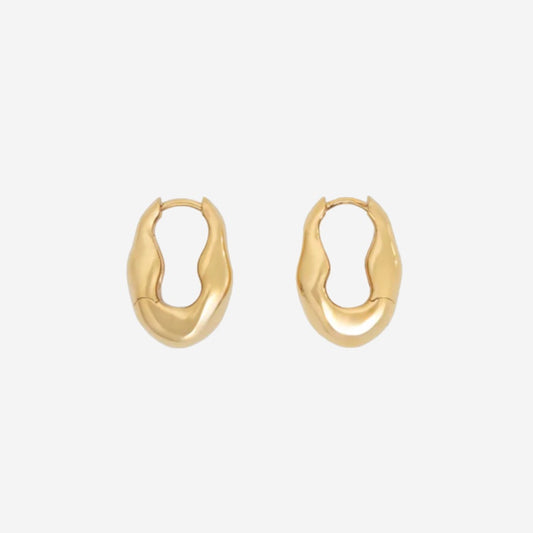 The Nina Gordon Marina Hoops in Gold Vermeil on a blank background