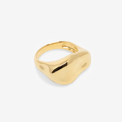 The Nina Gordon Palazzo Ring in Gold on a blank background