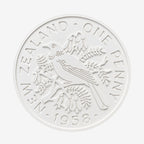 The One Lane Bridge Penny Retro Coin on a blank background