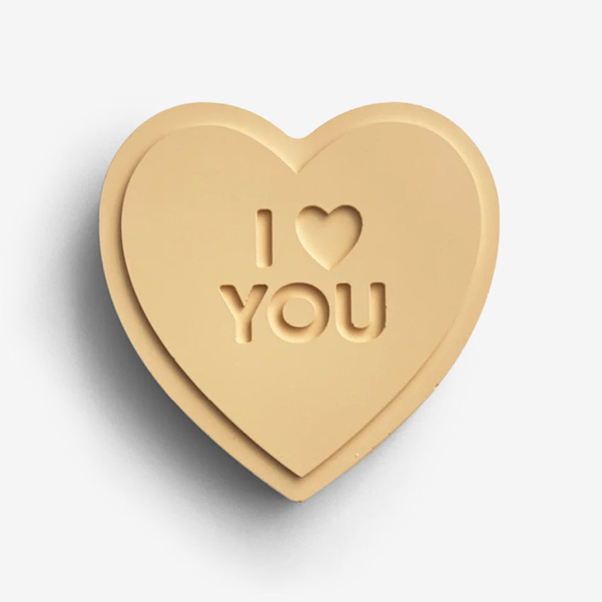 The One Lane Bridge "I Love You" Sweet Heart in orange on a blank background