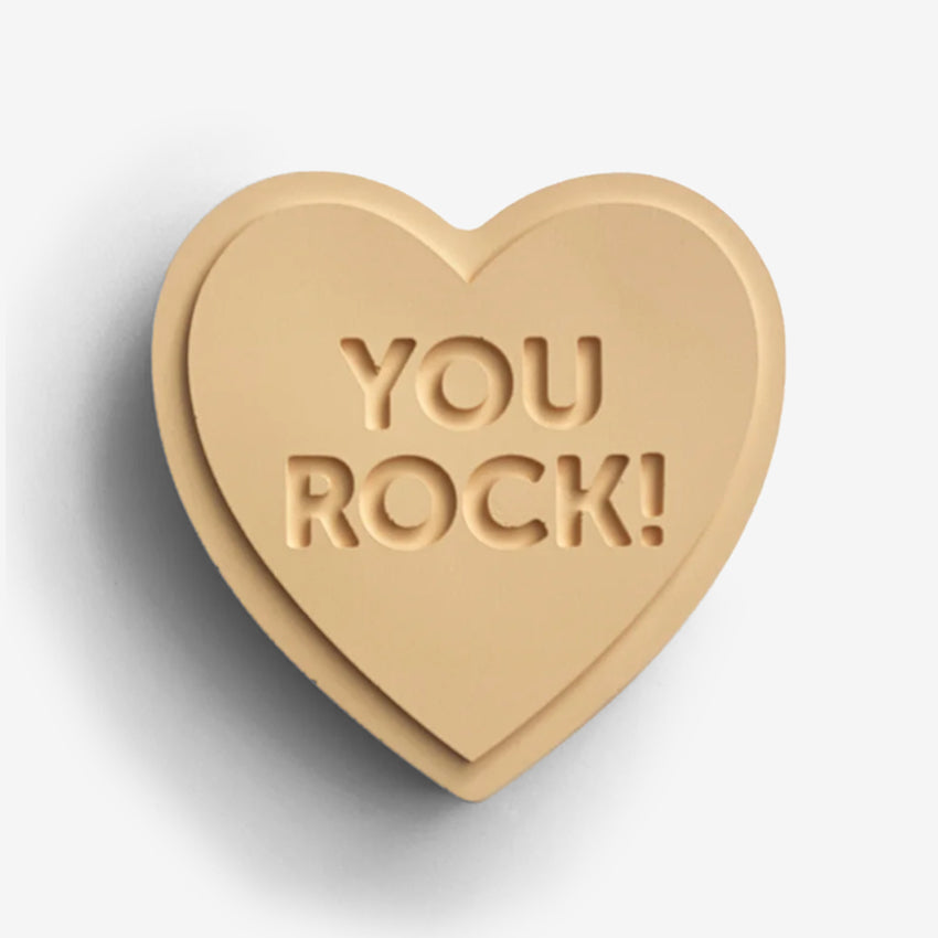 The One Lane Bridge "You Rock!" Sweet Heart in orange on a blank background