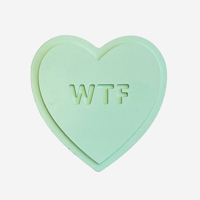 The One Lane Bridge "WTF" Unsweet Heart in Green on a blank background