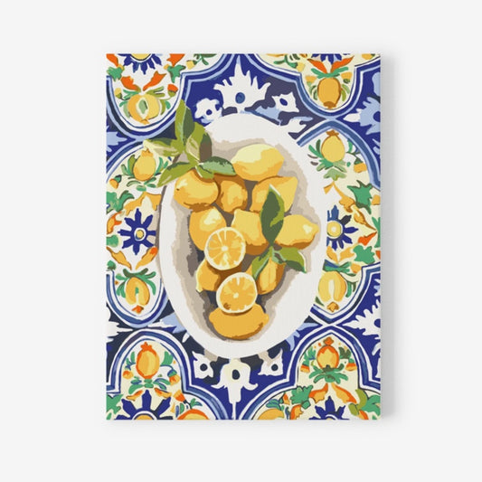 Paint Like Frida Amalfi Lemons on Canvas on a blank background