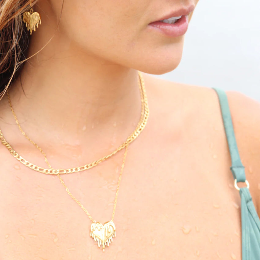 The PĀMU Aphrodite Necklace in Gold on a model