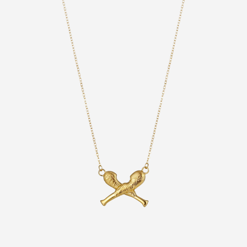 The PĀMU Tia Necklace in Gold on a blank background