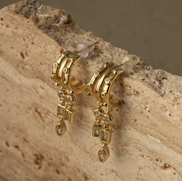 Triple Sleeper Earrings | Diamond