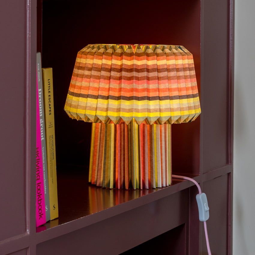 The Remember Paper Lamp in Anna Loops print on a blank background