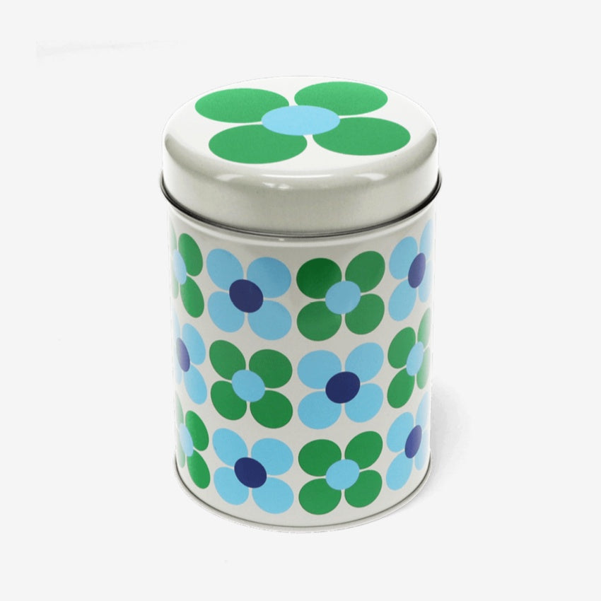 Canister Storage Tin | Blue & Green Daisy