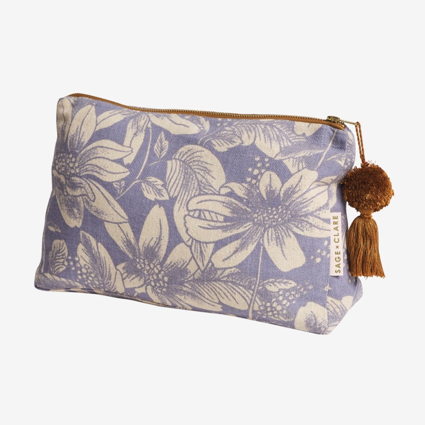 The Sage x Clare Amirta Cosmetic Bag in Storm on a blank background