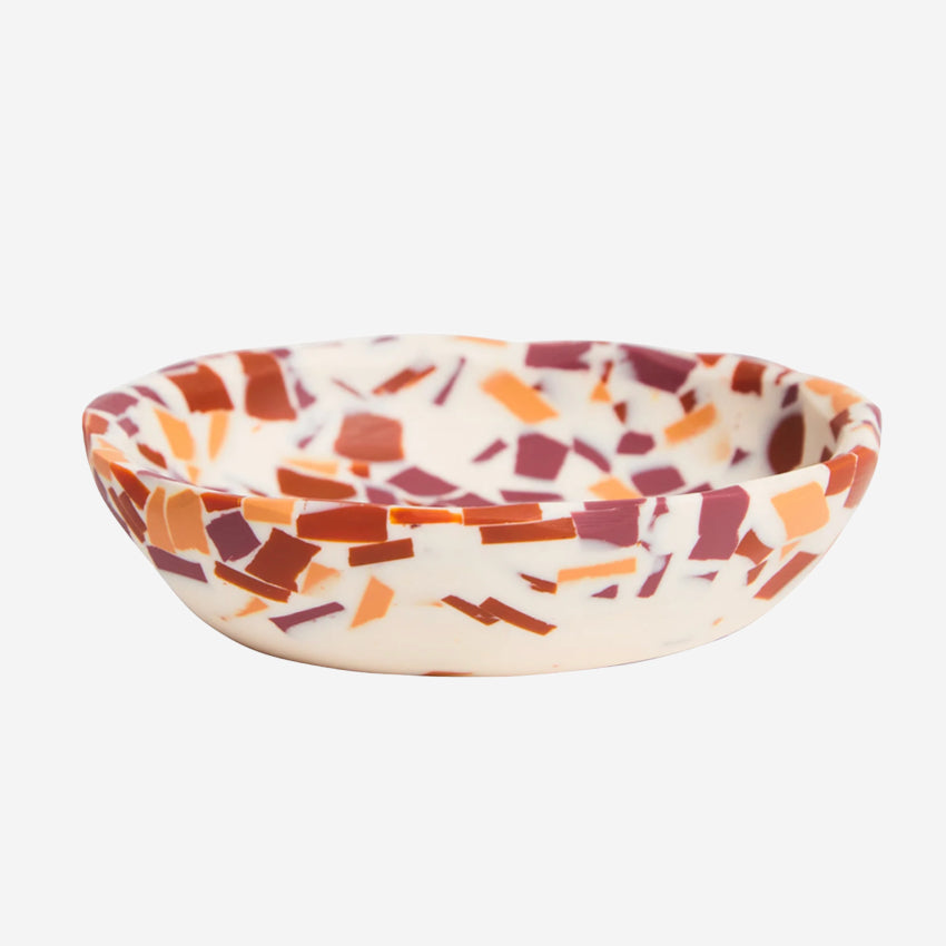 The Sage x Clare Una Mini Bowl in Nougat Terrazzo on a blank background