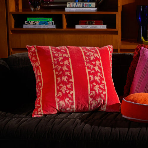 Agata Velvet Cushion | Vermillion
