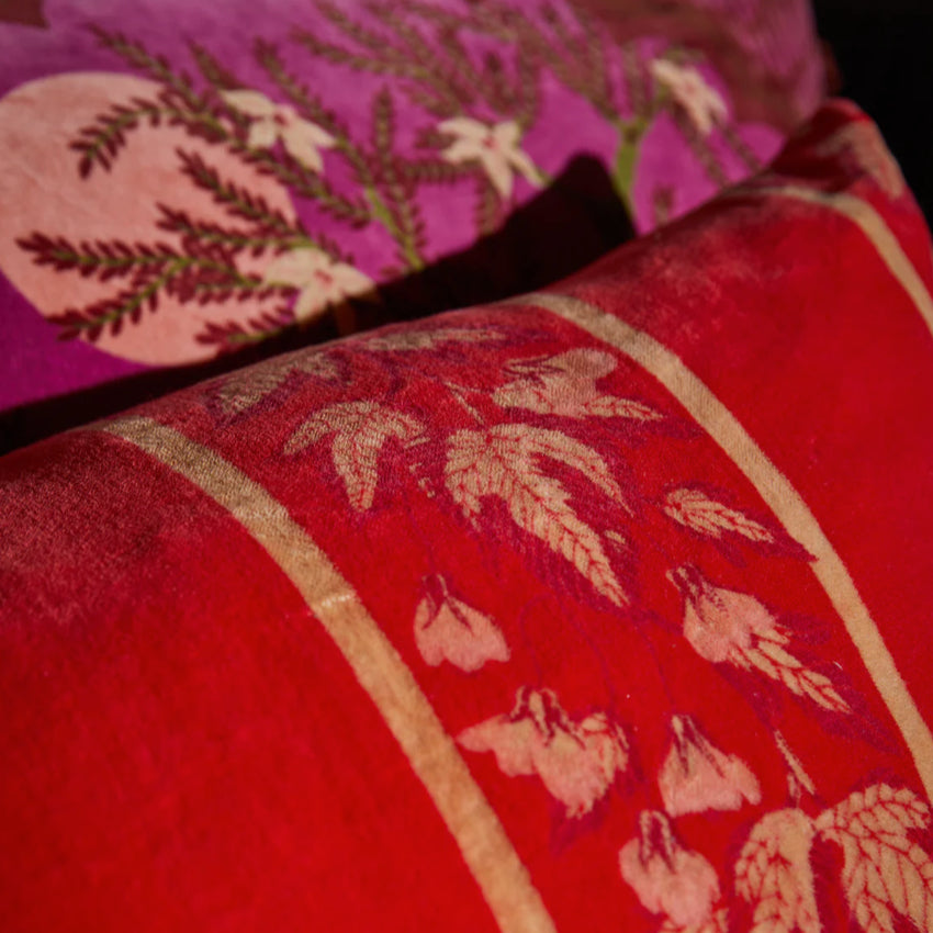 Agata Velvet Cushion | Vermillion