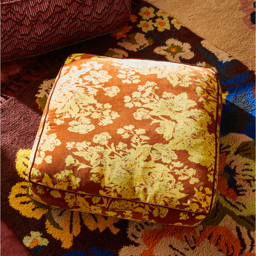 Hazel Velvet Floor Cushion | Russet