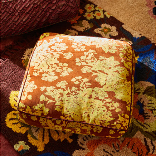 Hazel Velvet Floor Cushion | Russet