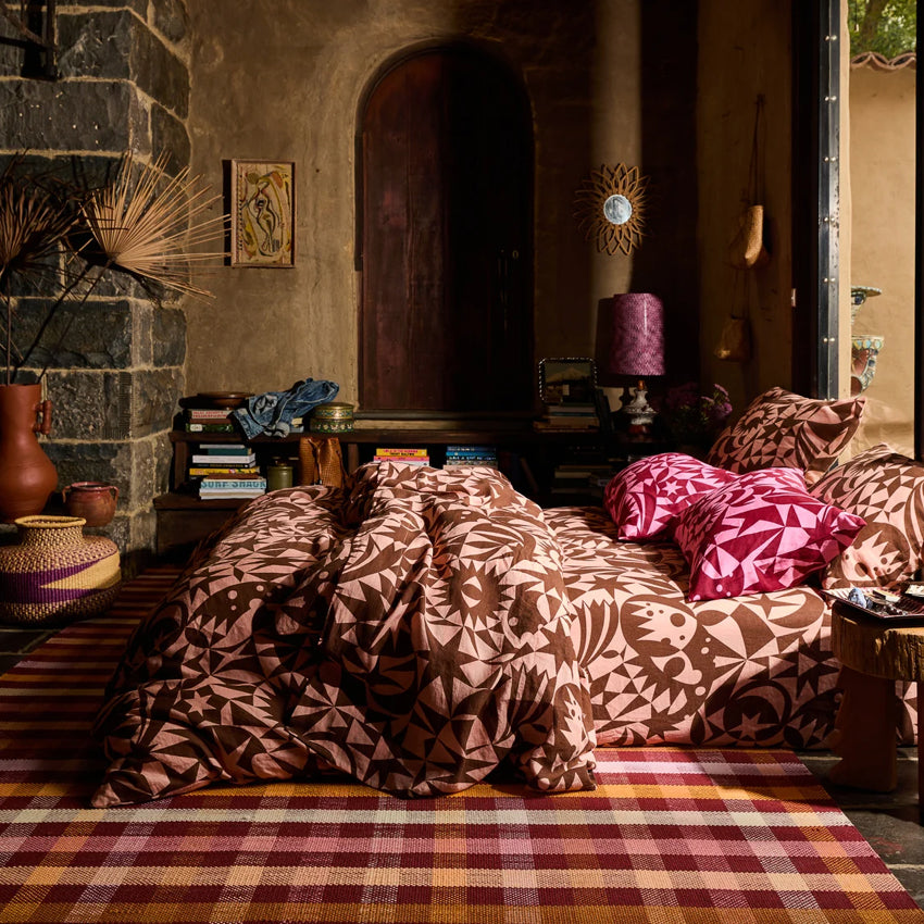 Nora Linen Quilt Cover | Carnelian | Super King