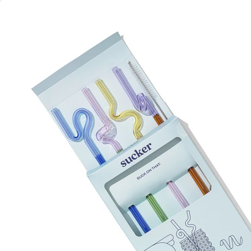 Reuseable Glass Drinking Straws | Curly