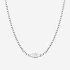 The Silver Linings Collective Cleo Necklace in Silver on a blank background