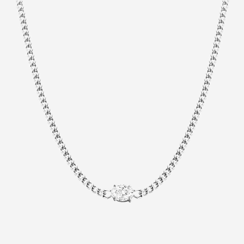 The Silver Linings Collective Cleo Necklace in Silver on a blank background