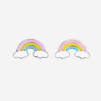 The Silver Linings Collective Rainbow Kids Earrings on a blank background