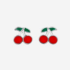 The Silver Linings Collective Cherry Kids Earrings on a blank background
