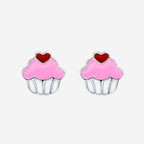 The Silver Linings Collective Cupcake Kids Earrings on a blank background