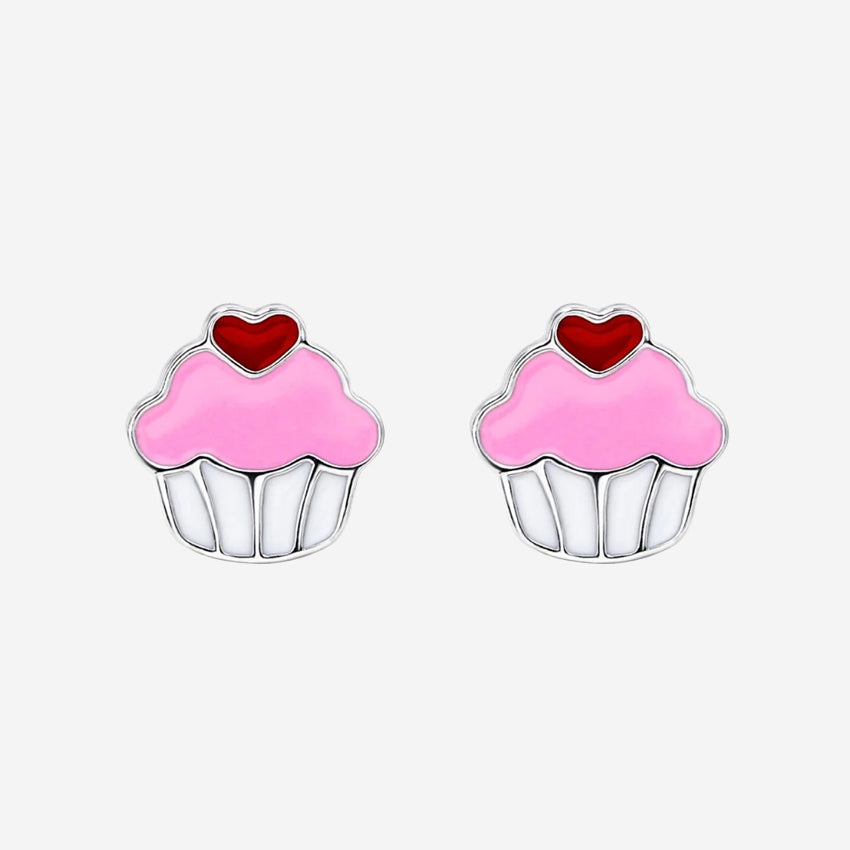The Silver Linings Collective Cupcake Kids Earrings on a blank background