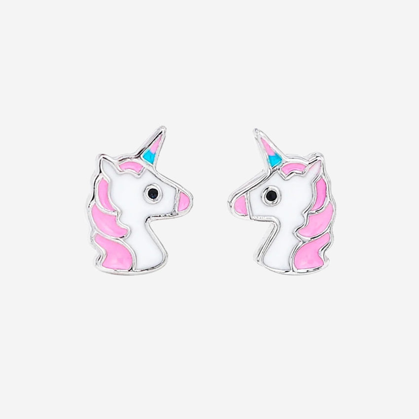 The Silver Linings Collective Unicorn Kids Earrings on a blank background
