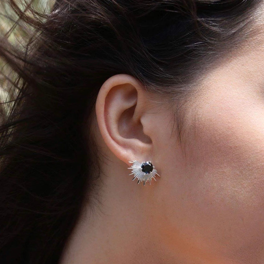 The Silver Linings Collective Solace Earrings in Silver on a model