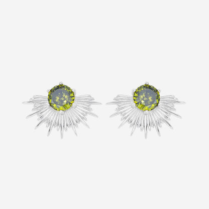 The Silver Linings Collective Peridot Solace Earrings on a blank background